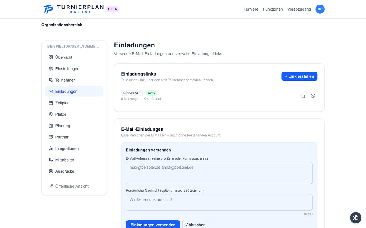 Invitations by link and by email